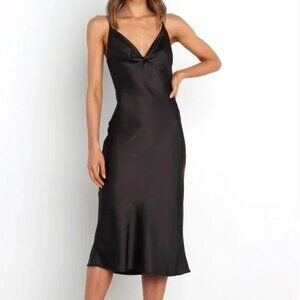Petal & Pup Kylen Black Cross-Back Slip Dress